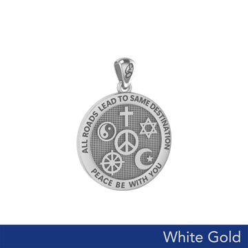 Peace with Faith Symbols Solid White Gold Pendant WPD6360